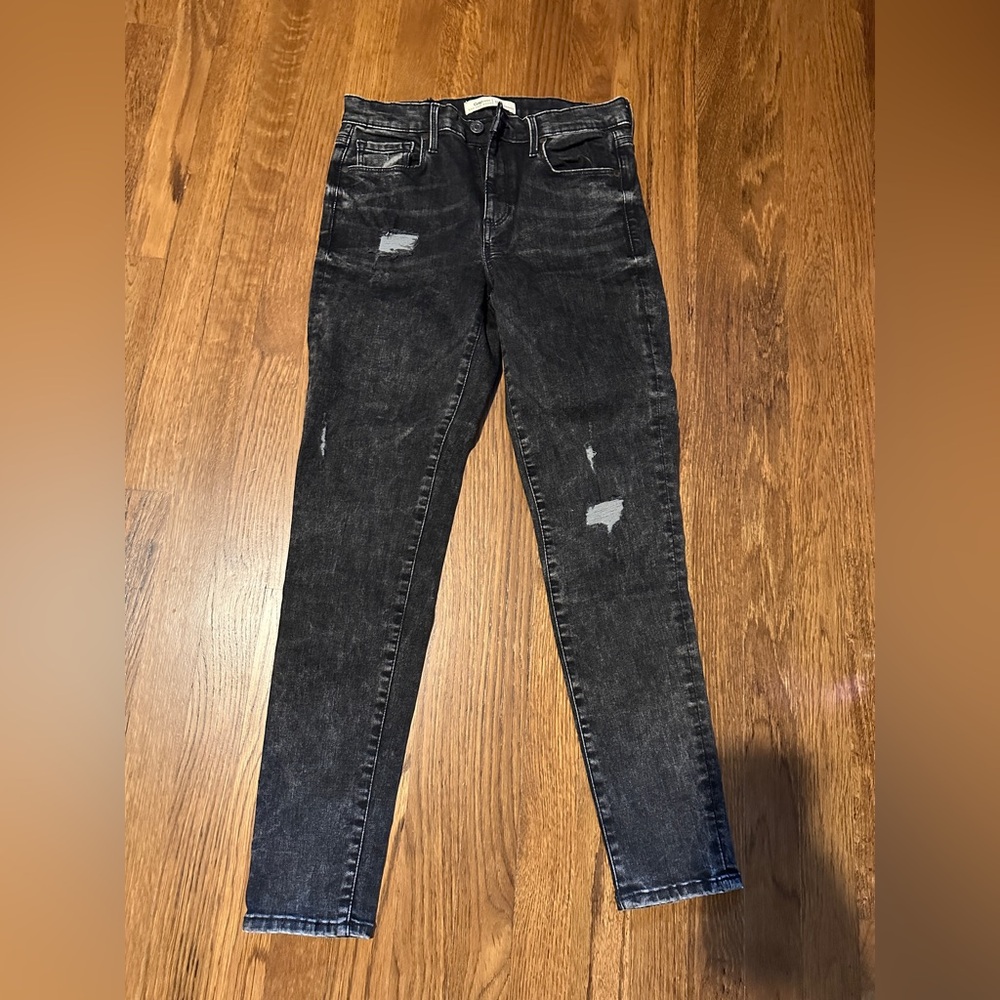 Gap Women's High-Rise Black Washed Distressed Skinny Jeans - 29R